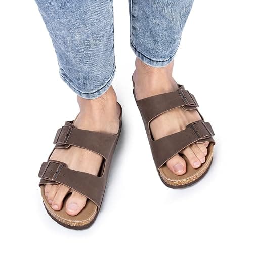 FITORY Mens Sandals, Arch Support Slides with Adjustable Buckle Straps and Cork Footbed thumbnail 7