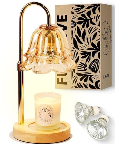 Flower Candle Warmer Lamp with Timer Dimmable, Christmas Birthday Gifts for Women Mom, Candle Warming Light Height Adjustable, Wax Melt Warmer for Jar Scented Candles, Housewarming Candle Lamp - Image 1