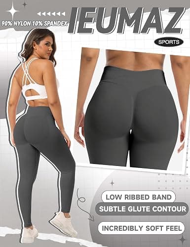 Ieumaz Scrunch Butt Lifting Leggings for Women Gym Seamless Workout Leggings Mid Low Waist Tummy Control Yoga Pants thumbnail 5