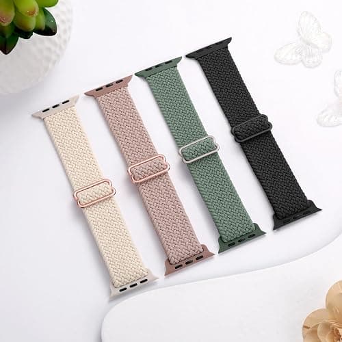 DaQin 4 Pack Braided Stretchy Solo Loop for Apple Watch Bands Women Men 40mm 41mm 42mm 44mm 45mm 46mm 49mm 38mm, Soft Nylon Elastic Sport Strap for iWatch Band Series 11 10 9 8 7 6 5 4 3 2 1 SE Ultra thumbnail 9