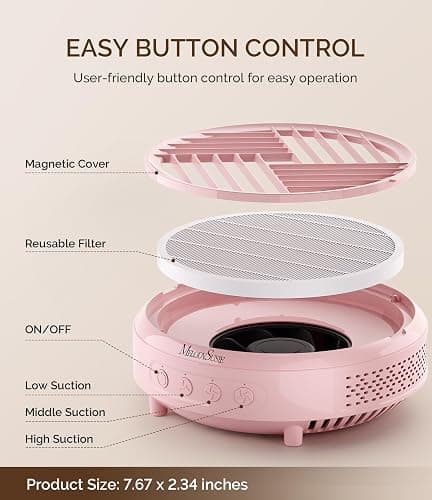 MelodySusie Compact Nail Dust Collector,Hpro 3800RPM Vacuum Fan Dust Extractor with Reusable Filter for Salon & Home thumbnail 6