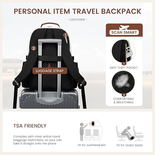 LOVEVOOK Laptop Backpack for Women with Pouch Pocket for Large Capacity Cup,18 Inch Laptop Computer Bag Travel Backpack Purse,Waterproof Work College Teacher Bags,White-Bean Green-Dark Olive Green - 18 Inch - White - Bean Green - Dark Olive Green thumbnail 6
