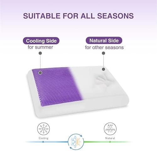 Cooling Pillow for Sleeping, Gel Memory Foam Pillow with Reversible Cover, Neck Support for Side, Back and Stomach Sleepers, Removable & Machine Washable Cover, Bed Pillows for Hot Sleepers, Purple thumbnail 5