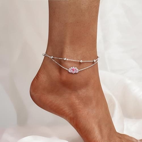 🩷LINGBG JEWELRY Anklet for Women S925 Sterling Silver Adjustable Foot Charm Ankle Bracelet Anklets Jewelry 9.5-10.5 Inches thumbnail 4