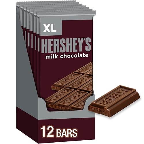 HERSHEY'S Milk Chocolate XL, Candy Bars, 4.4 oz (12 Count, 16 Pieces) - Image 1