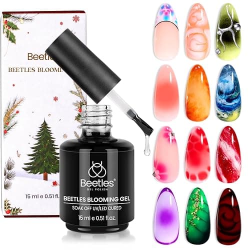 Beetles Blooming Gel Nail Polish - Christmas Limited Gel Polish for Spreading Effect Blossom Marble Natural Stone Watercolor Floral Print Soak off U V LED Lamp Cure Diy Nail Art Design Gifts for Women - Image 1