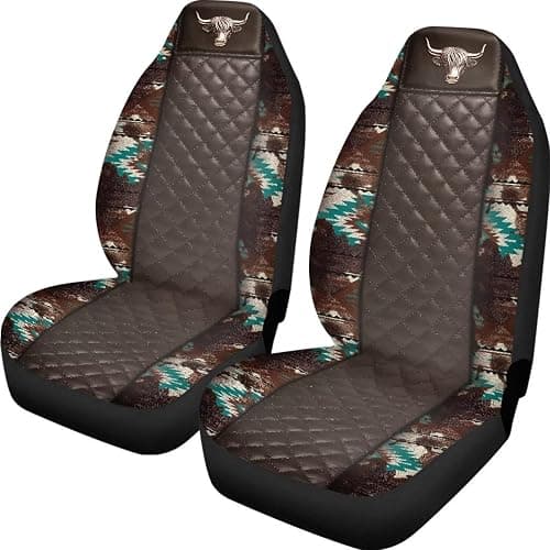 Howilath Bull Print Car Seat Cover Set of 2 Elastic Interior Accessories Front Bucket Seat Covers Fit SUV Sedan Truck, Easy to Install thumbnail 2