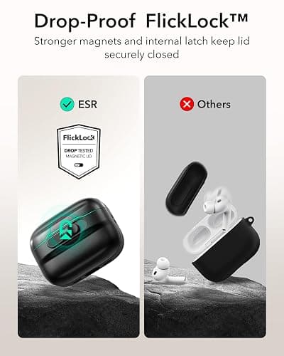 ESR for AirPods Pro 3 Case (2025), Compatible with AirPods Pro 3 (USB-C Cable), MagSafe Ready, Magnetic Lid Lock, Full Drop Protection Cover with Lanyard, Black thumbnail 4