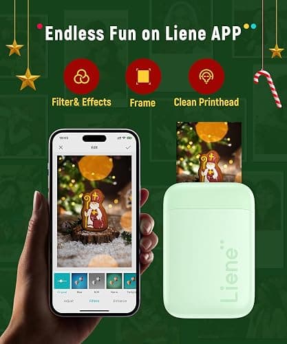 Liene Photo Printer, 2x3” Mini Portable Instant Photo Printer Bundle w/ 50 Zink Adhesive Paper, Bluetooth 5.0, Compatible w/iOS & Android, Small Color Mono Picture Printer for iPhone, Smartphone Green thumbnail 8