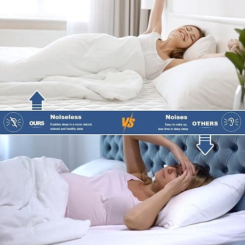 GRT Full Mattress Protector Waterproof, 100% Waterproof Quilted Fitted Mattress Pad, Noiseless Hollow Cotton Mattress Cover, fits up to 18" Deep, Dust Proof White thumbnail 4