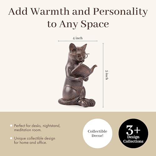 Young's Inc. Cat Figurine - Cute Cat Statue - Whimsical Cat Decor for Cat Lovers - Cat Collectibles and Meditation Decor - Cat with Eye Glasses - 4'' L X 3'' W X 5'' H thumbnail 3