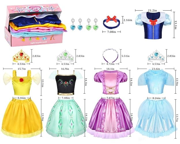 LIMIROLER Princess Dress Up Clothes for Little Girl Role Play Costume Gift Set Princess Dress Up Toys for Toddler Girls thumbnail 2