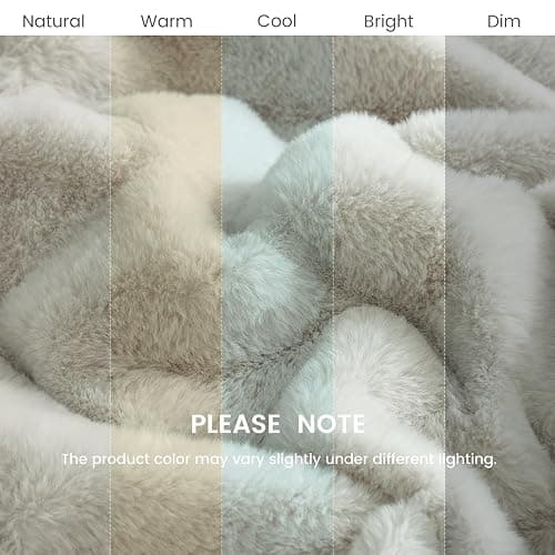 Cozy Bliss Faux Fur Throw Blanket for Couch, Cozy Soft Plush Thick Winter Blanket for Sofa Bedroom Living Room, 50 * 60 Inches Beige thumbnail 10