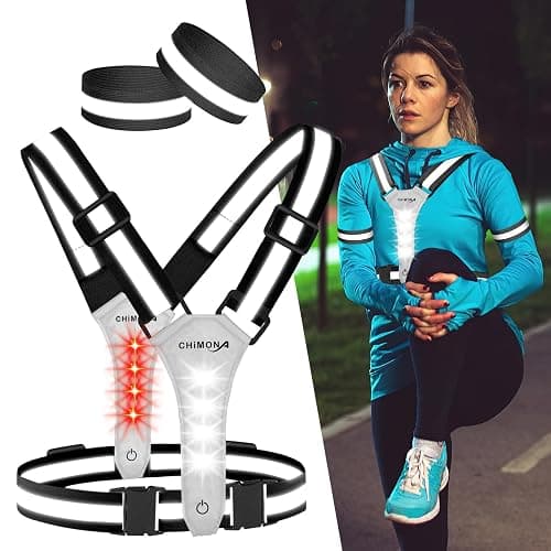 LED Reflective Vest Running Gear, 360° High Visibility Running Vest with Adjustable Waist/Shoulder, USB-C Rechargeable Running Lights for Runners Night Jogging Running Dog Walking Cycling - Image 1