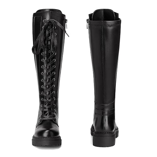 DREAM PAIRS Bottes Hautes au Genou pour Femmes Chaussures Longues à Lacets Bottes Décontractées à la Mode thumbnail 5