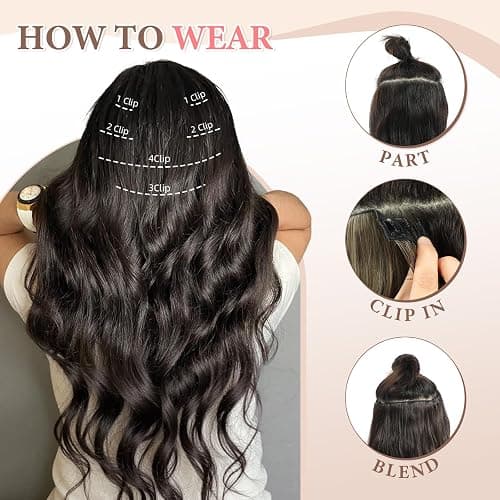 Fliace Clip in Hair Extensions for Women Dark Brown Long Wavy Hair Extensions Clip Ins 6PCS 24 Inch Synthetic Soft and Natural Thick Hair Pieces for Women thumbnail 4