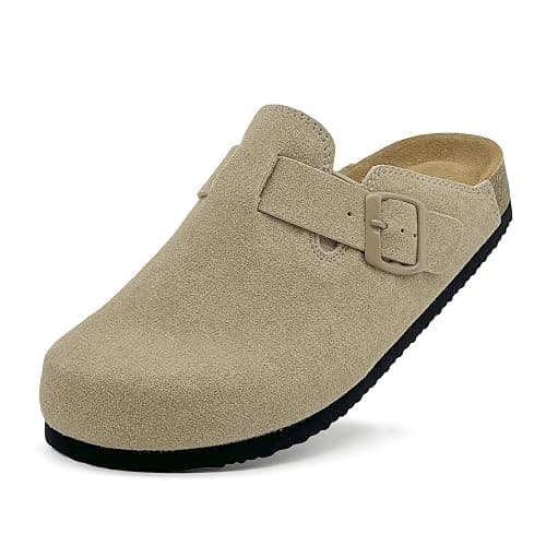 xinlanlin Kids Suede Clogs Boys Girls Sandals Cork Footbed Toddler Slip-on Slippers Indoor Outdoor Cute Sandals Classic Adjustable Buckle - Image 1