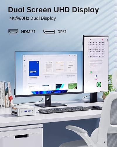 KAMRUI Essenx E2 Mini PC, 16GB RAM 1TB SSD Mini Computers,12th Alder Lake N95 (Beat N100, up to 3.4GHz) Micro PC, HDMI+DP1.4 Dual 4K UHD Small PC,Gigabit Ethernet,WiFi,BT,Home/Office Mini Desktop pc thumbnail 4