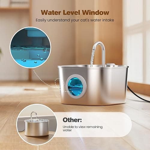Cat Water Fountain Stainless Steel: Pet Fountains with 10 Filters + 10 Sponges Cats Automatic Waterer Bowls for Drinking Small Dog Water Dispenser Indoor Metal Water Faucet Bottle Kitty Watering thumbnail 4