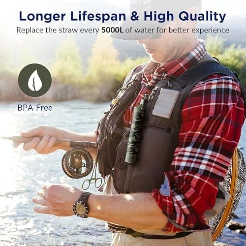 Membrane Solutions Personal Water Filter Straw S1 | NSF/ANSI 42 372 401 Certified, 1320 Gal Capacity, 0.1 Micron, Fits 28mm Bottle, BPA-Free, Survival Emergency Hiking Camping thumbnail 6