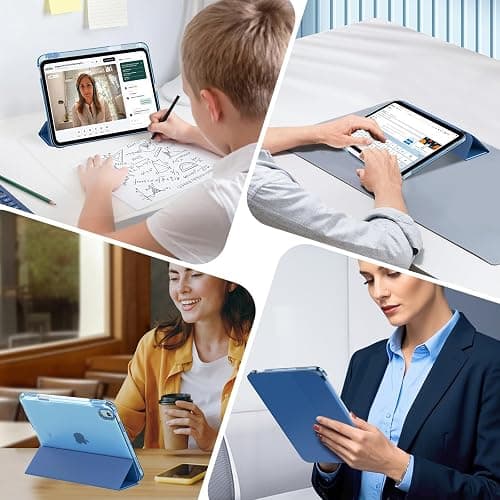 MoKo Coque pour iPad Air 11 Pouces M3/M2 2025/2024, iPad Air 5e/4e Gén 10,9 Pouces Coque 2022/2020 avec Porte-Stylet, Mince Légère à Trois Volets avec PC Arrière Translucide Robuste, Marine Bleu thumbnail 9