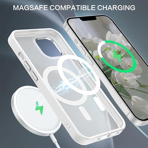 BENTOBEN Magnetic for iPhone 13 Case & iPhone 14 Case [Compatible with Magsafe] Translucent Matte Phone Case iPhone 13/14 6.1 inch Slim Thin Shockproof Women Men Protective Cover, Pure White thumbnail 4