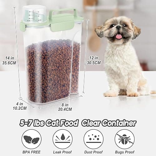 LEAWALK 5-7Lbs Dog Cat Food Storage Container with Upgraded Large Nozzle BPA-free, 4 Snap Seals Plastic Pet Food Storage Containers with Handles are Easy to Clean and Carry thumbnail 3