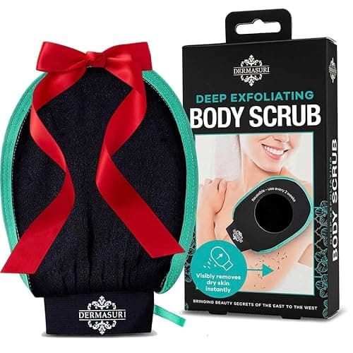 Dermasuri - Deep Exfoliating Glove for Shower - Scrubbing Mitt Body Scrubber Gloves - Korean Skin Cleaner Exfoliator - Dead Skin Buffing Treatment - Keratosis Pilaris Scrub Remover - (1 Pack) thumbnail 7