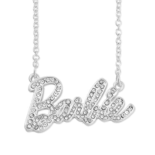 Barbie Crystal Script Logo Necklace (Silver) thumbnail 8