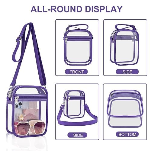 UEASE Clear Bag for Stadium Events, Small Women's Clear Purse | See-Through Crossbody Bag with Removable Shoulder Strap for Concerts, Game Days and Festivals thumbnail 5