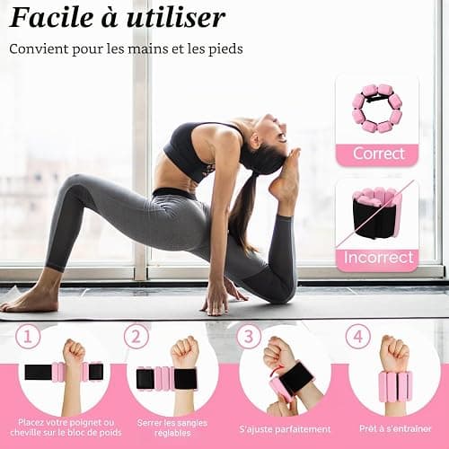 Omtofo Poids De Poignet Réglables Poids De Cheville Pour Poids Poignet En Ankle Weights Pour Exercice Yoga Danse Barre Pilates Cardio Aérobic Marche thumbnail 5