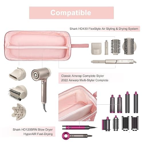 Leudes Hair Tools Travel Bag for Shark Flexstyle Carrying Case Portable Shark Hair Air Wrap Dryer Case Waterproof Dustproof Flat Curling Iron Travel Organizer (Dark Pink) thumbnail 4