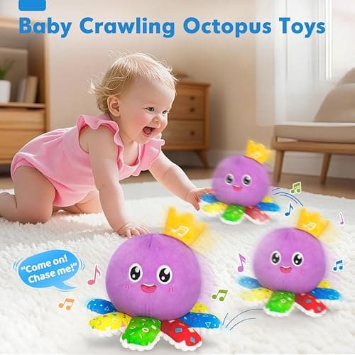 Baby Toy for 6 12 18 Months, Crawling Musical Dancing Moving Bouncing Learning Plush Octopus, Tummy Time Toy for Infant 1 2 3 Year Old Boys Girls, Christmas Birthday Gifts, Sensory Toys for Toddler thumbnail 2