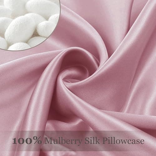 Adubor 100% Silk Pillowcase - Mulberry Silk Pillow Cases, 23 Momme 6A Grade Fibers, Silk Pillow Case for Hair and Skin Health, with Hidden Zipper (Standard 20''×26'', Medium Pink, 1PC) thumbnail 4