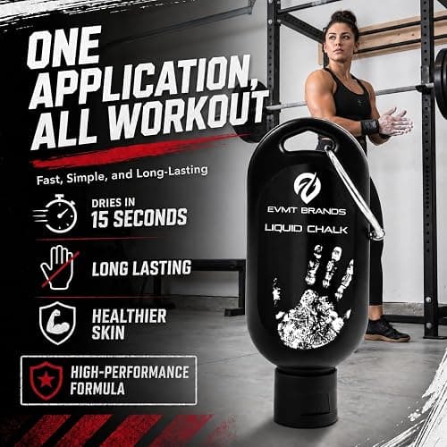 EVMT Brands Liquid Chalk, Mess Free Gym Chalk for Weightlifting, Gymnastics, Rock Climbing, Dancing. Sweat Resistant and Long Lasting for Stronger Grip. thumbnail 6