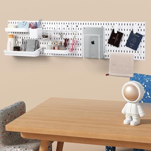 Peg board Set - 17 pcs Pegboard Kit, Includes 4 Pegboards with 13 Different Accessories, Pegboard Wall Organizer, Peg Boards for Wall Craft Room for Kitchen, Garage, Workshop, Tool Accessories | White thumbnail 2