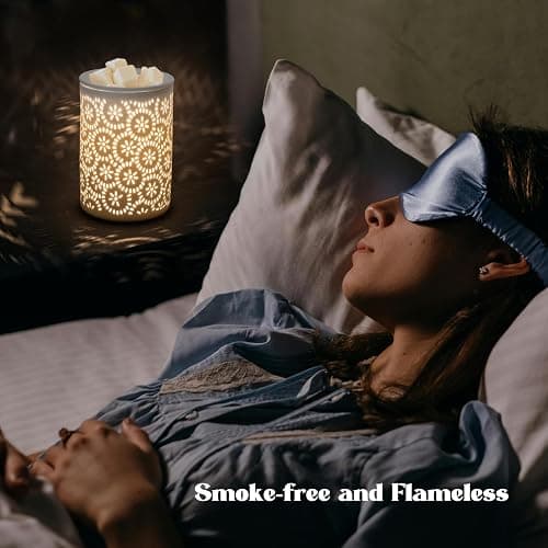 Floral Wax Melts Warmer, Ceramic Wax Warmer for Scented Waxes, Fragrance Oil WaxMelter, Electric Waxes Burner for Home Decor, Yoga, Bath, Relaxing Spa Gifts for Women thumbnail 4