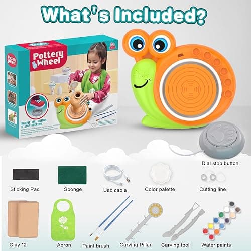 Pottery Wheel for Kids-Complete Pottery Painting Kit Arts and Crafts for Kids Ages 8-12, Clay Sculpting Tools with 1.7lb Air Dry Clay, Birthday Christmas Gifts Toys for Boy Girls Age 6 7 8 9 10 11 12 thumbnail 2