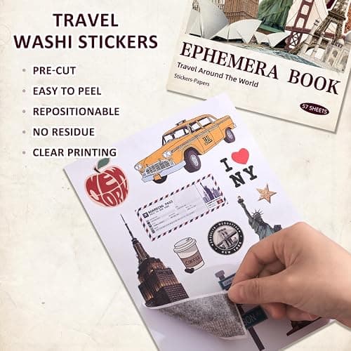 57 Sheets Vintage Travel Scrapbook Sticker Book, 500+ Vintage & Modern Stickers for Scrapbooking, 25 Pcs Ephemera Papers Art Scrapbook Supplies for Adults Teens Women Girls Junk Journal Journaling thumbnail 6