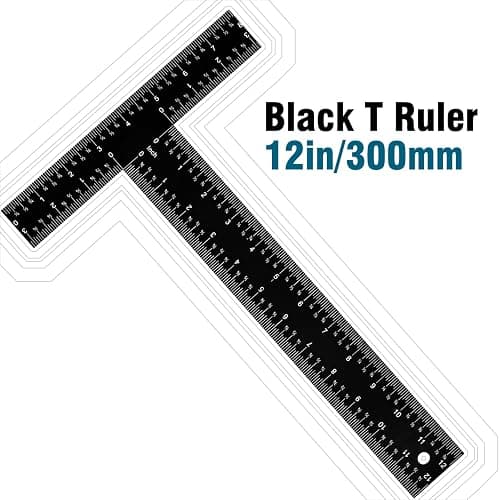 T Square Ruler - 12 inch Metal T Ruler for Drafting, Architecture, Engineering & Art | Precision Dual-Scale (Inch & MM) - Tee Ruler, Scale Ruler thumbnail 6