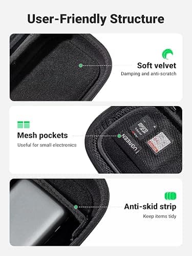 UGREEN Travel Accessories Bag, Portable Cable Organiser Travel Electronics Organiser Small Gadget Cable Bag Pouch, Hard Case for Charger Adapter Power Bank Hard Drive(Grey) thumbnail 3