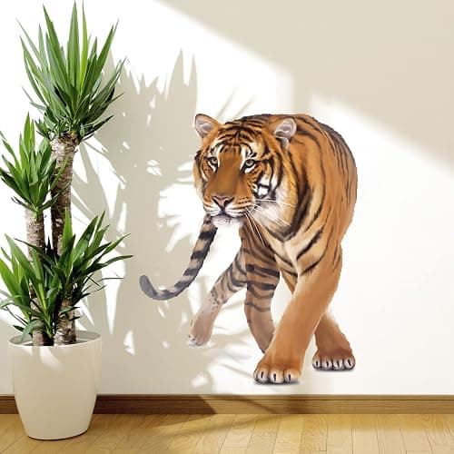 wondever Walking Tiger Wall Stickers Jungle Animals Tiger Peel and Stick Wall Art Decals for Living Room Bedroom Kids Room Playroom - Image 1