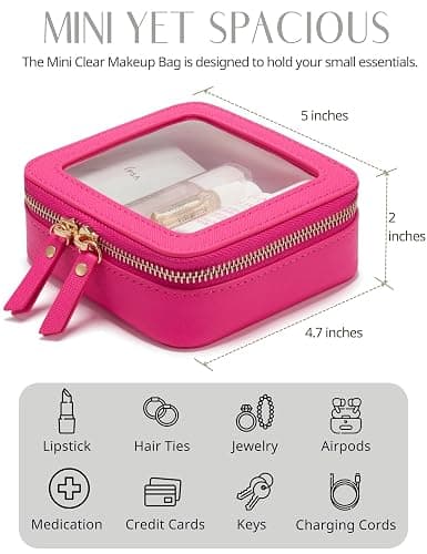 Popvibe Clear Makeup Bag Travel Cosmetic Case Transparent Toiletry Bag with Zipper, Portable Make Up Organizer Traveling Compact Car Bag for Essentials thumbnail 3