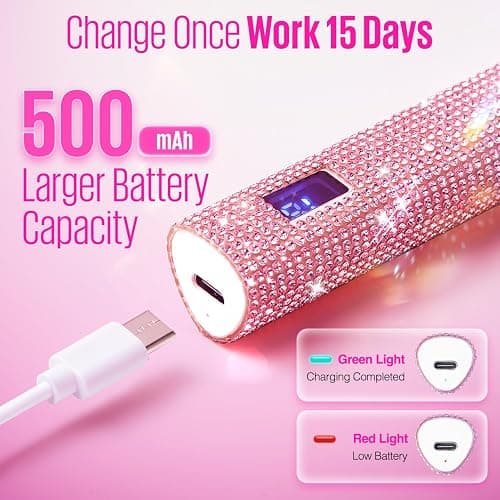 MEFA UV Light for Gel Nails, Pink Glitter Handheld Nail Lamp Visible LED Timer Touch Screen, Cordless Nail Light for Gel Nail Polish Stickers Strips, Gifts for Women thumbnail 3