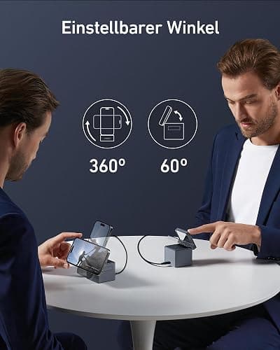 Anker 3-in-1 Cube mit MagSafe Ladestation, 15W Wireless iPhone Charger, Induktive Ladestation für Apple Watch und iPhone 17/16/15/14/13/12, AirPods Pro/3/2 (Inklusive 30W Ladegerät) thumbnail 6
