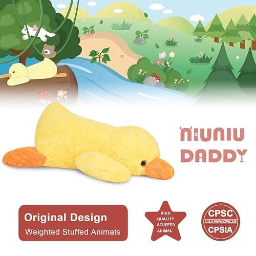 Niuniu Daddy 20" | 3.3 Pound Weighted Duck Stuffed Animals for Adults Kids, Giant Weighted Yellow Duck Plush Toy with Soft Fur, Big Fluffy Body Pillow for Large Cute Present Christmas Birthday thumbnail 8
