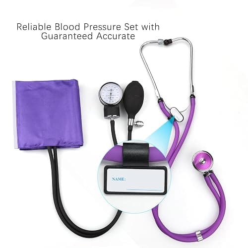 LotFancy Aneroid Sphygmomanometer with Stethoscope Kit, Universal BP Cuff (10”-16”), Adult Professional Manual Blood Pressure Monitor, Zipper Case Included, Purple thumbnail 2
