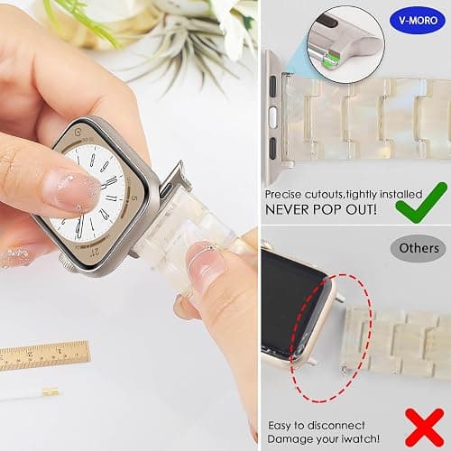 V-MORO Resin Bands Compatible with Apple Watch Series 11/10/9/8/7 Starlight Buckle Lightweight Fashion Ctue Watch Strap Compatible iwatch Series SE/6/5/4/3/2/1(Aurora,42mm/41mm/40mm/38mm) thumbnail 7