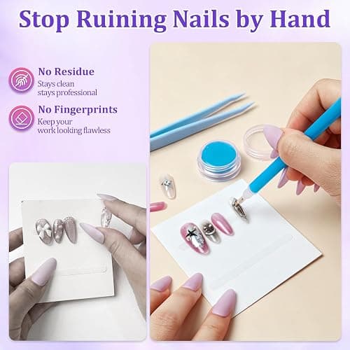 100PCS Press On Nail Packaging Bag for Nail Art Business Salon | 100 Sets Press On Nail Packaging Kits with Holographic Bag, Nail Card, Adhesive Tape, Diamond Art Pens, Glue Clay & Tweezers thumbnail 5