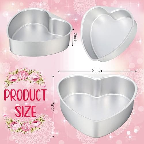 Nuogo 3 Pieces Heart Shaped Cake Pans 8 Inch Aluminum Heart Cake Pans Funny Cake Tins for Baking DIY Mold Tool for Kitchen Birthday Wedding thumbnail 3